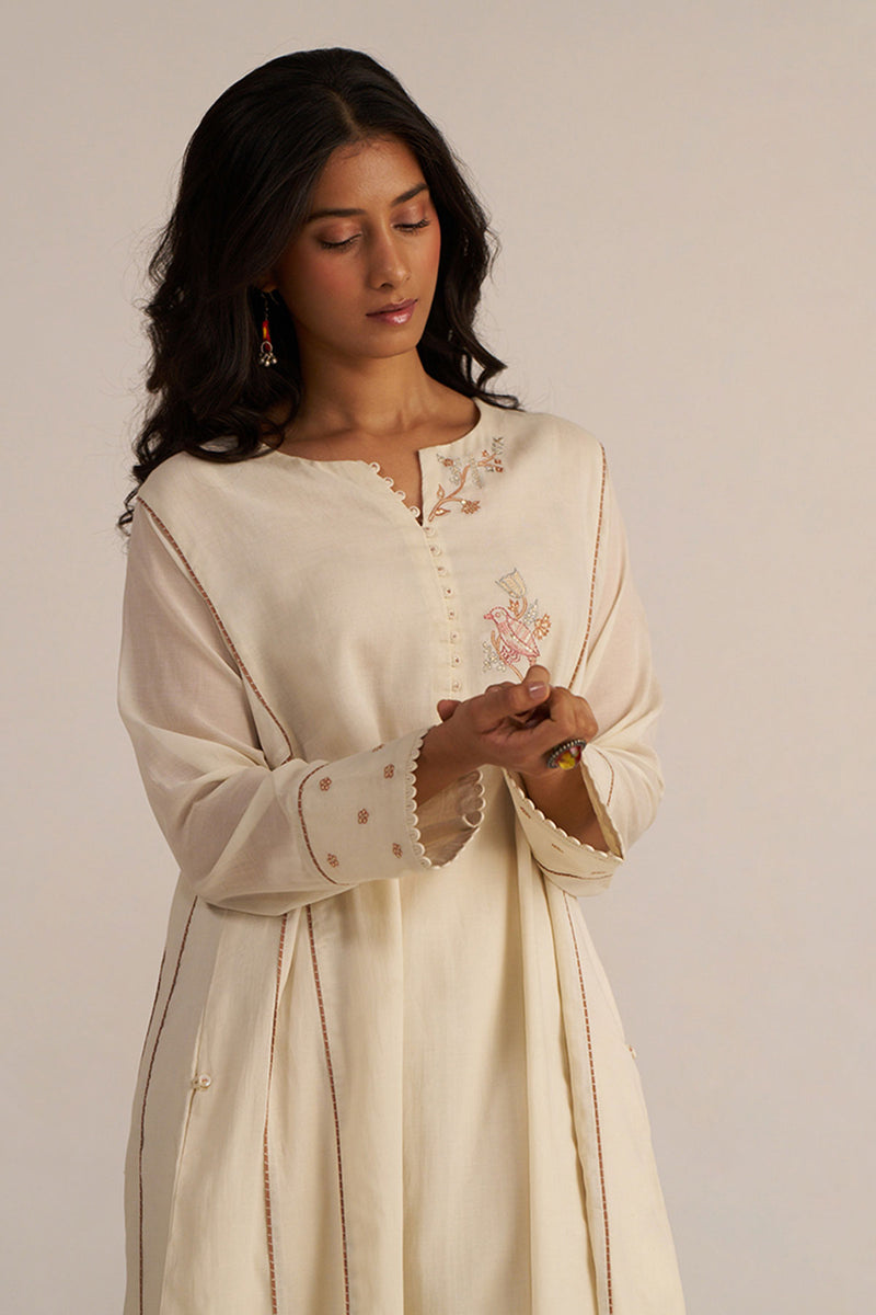 Off-White Hand Embroidered Co-ord Set