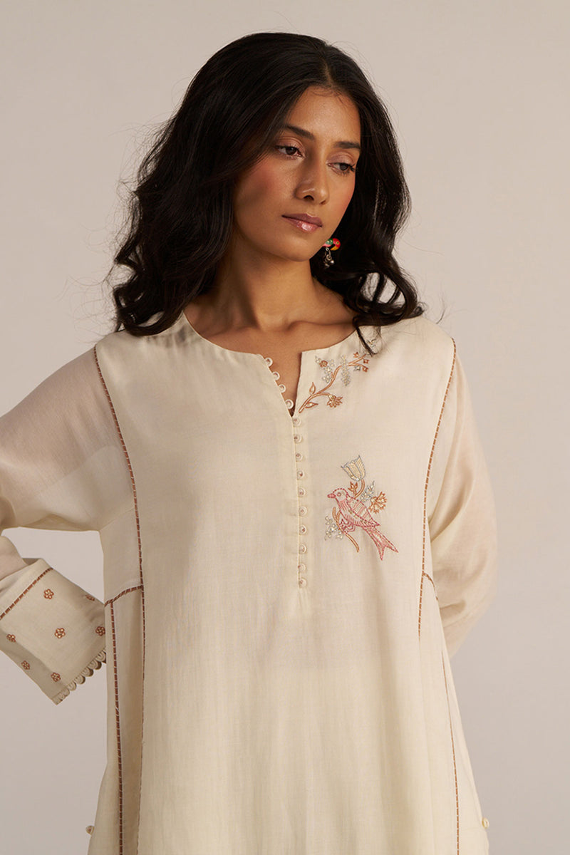 Off-White Hand Embroidered Co-ord Set