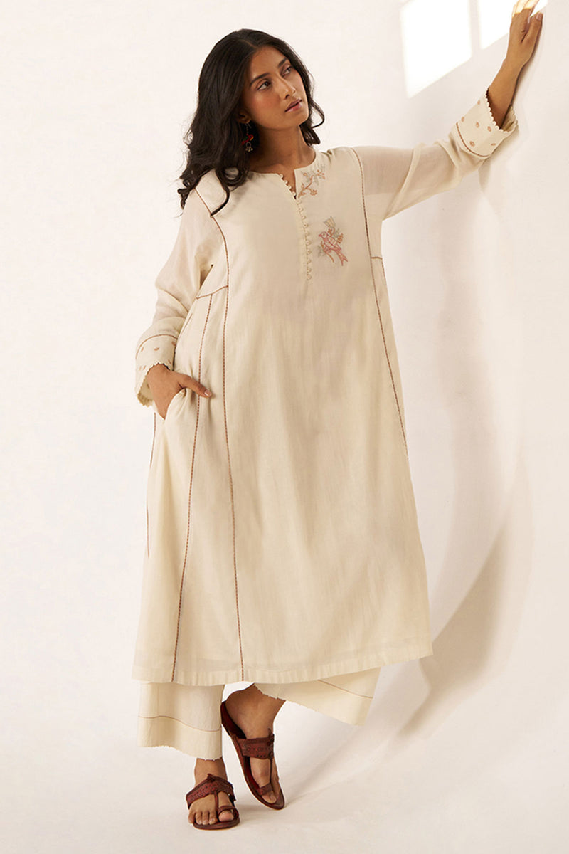 Off-White Hand Embroidered Co-ord Set