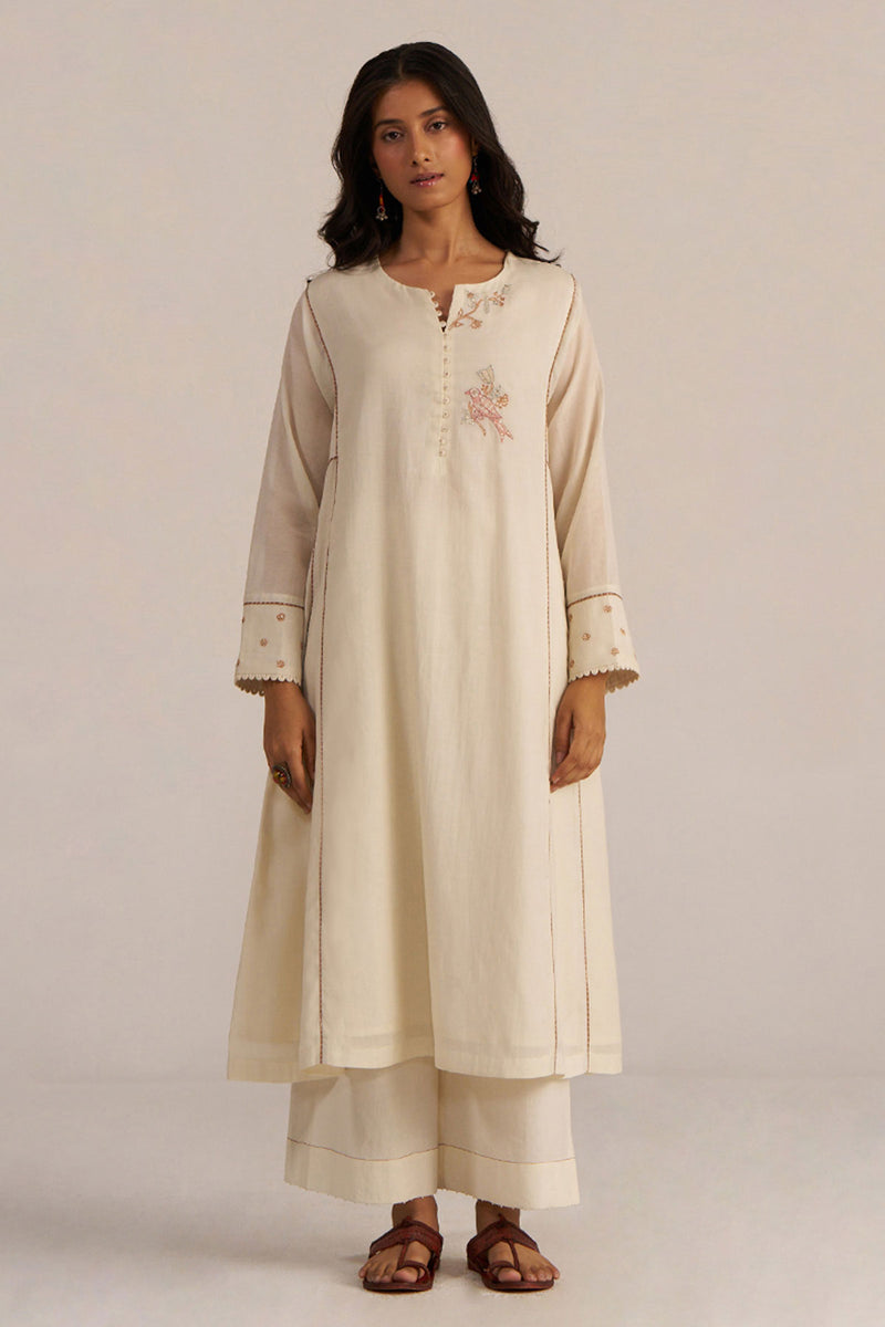 Off-White Hand Embroidered Co-ord Set