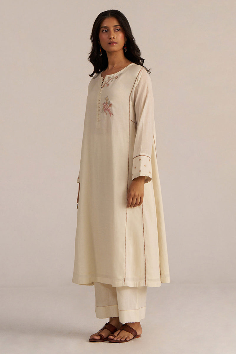 Off-White Hand Embroidered Co-ord Set