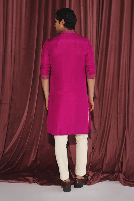 Fuschia Kurta With Marodiwork