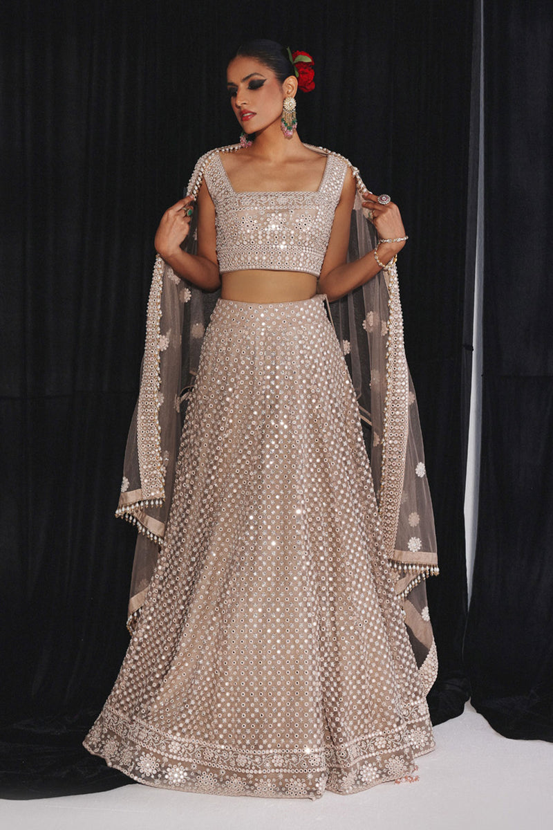 Mirrorwork BOOTI AND BORDER LEHENGA SET
