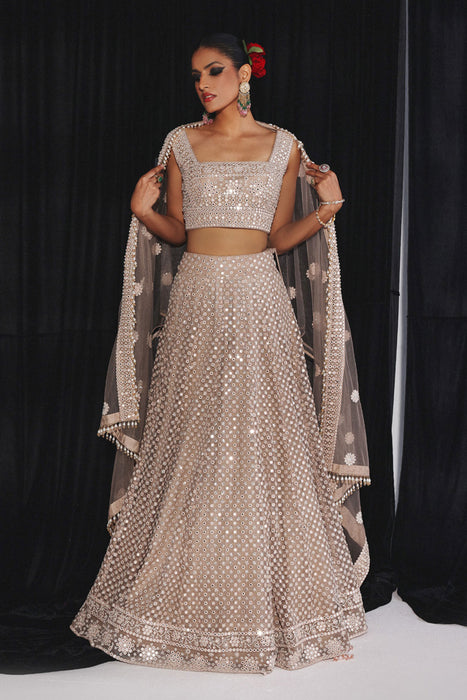 Mirrorwork BOOTI AND BORDER LEHENGA SET