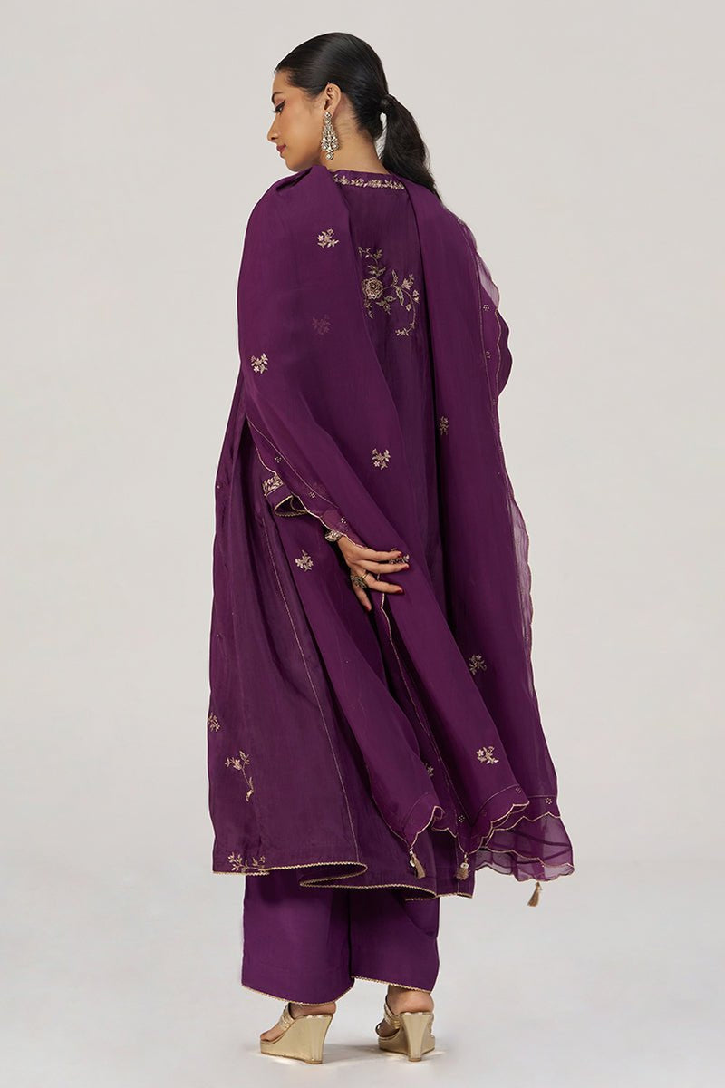 Deep Plum Silk Festive Kurta Set