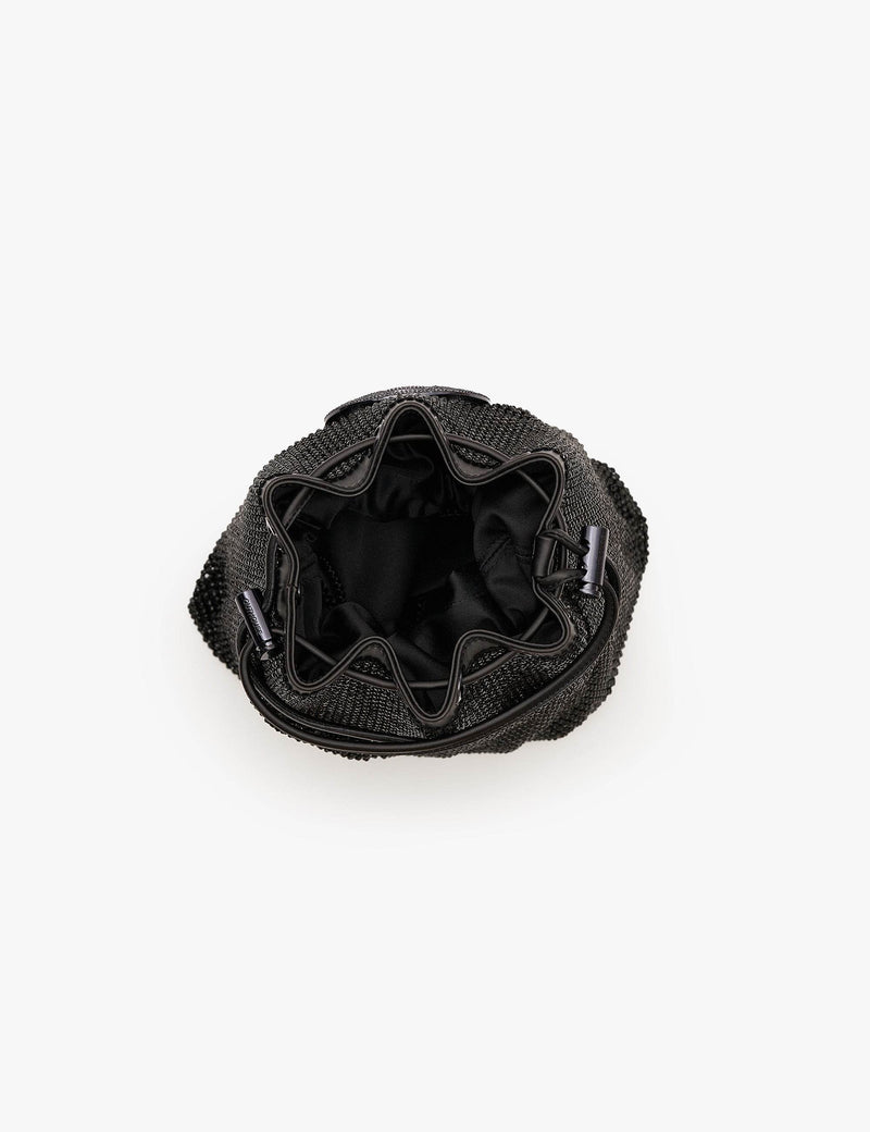 The Crystal Poppi Bucket Bag In Midnight Black