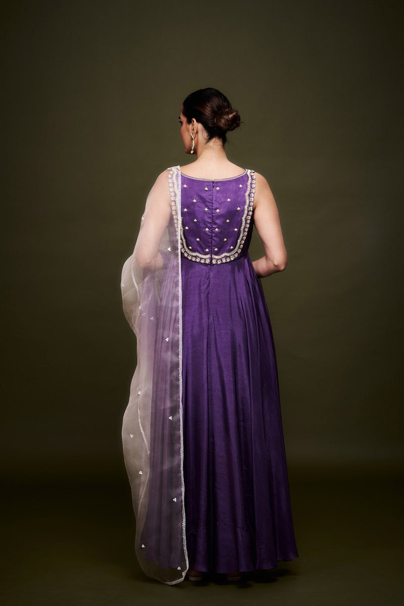 Haniya Purple Anarkali with Dupatta