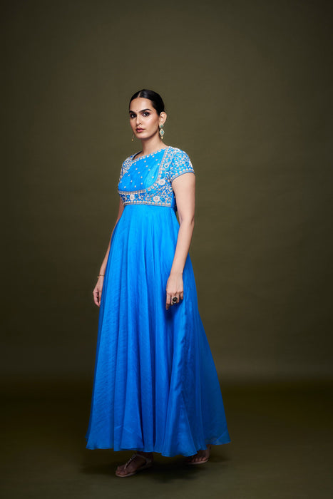Nida Blue Anarkali with dupatta