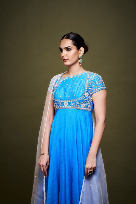 Nida Blue Anarkali with dupatta