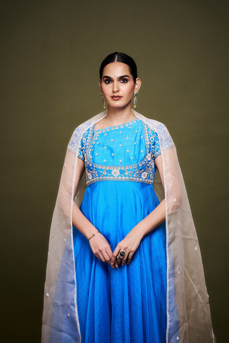 Nida Blue Anarkali with dupatta