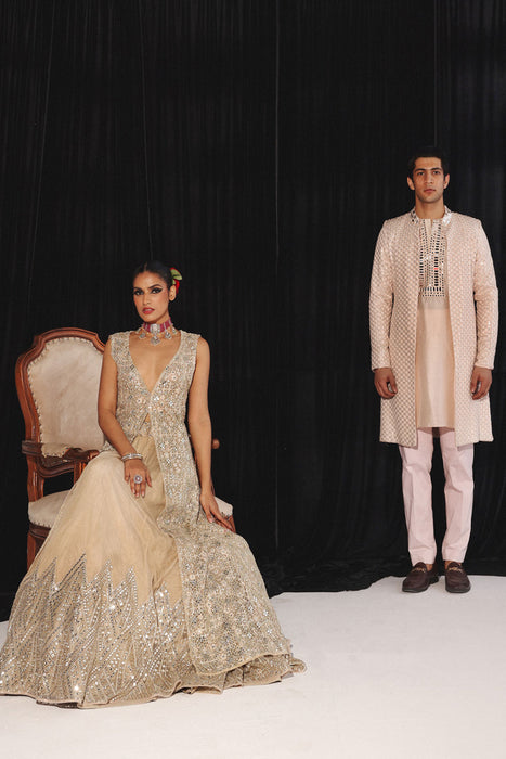 Blush Pink Kurta With Mirrorwork