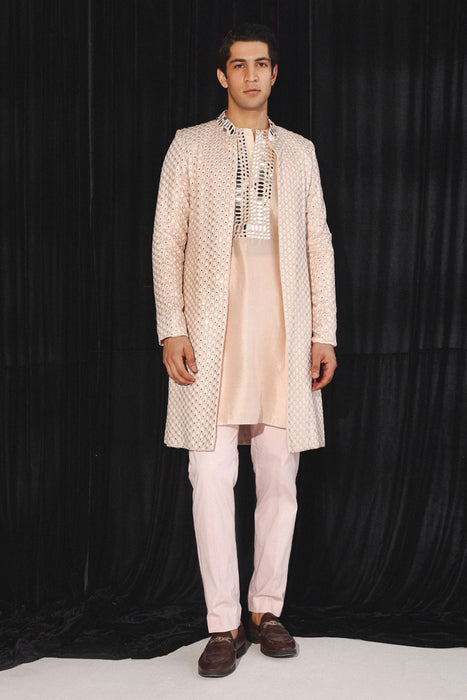 Blush Pink Booti Mirrorwork Jacket