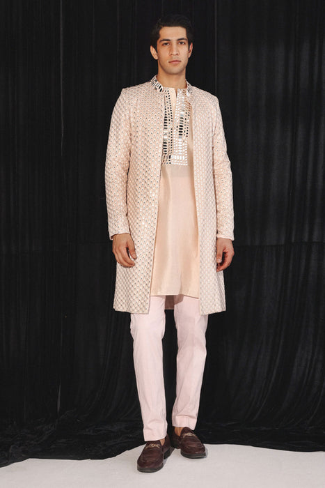 Blush Pink Kurta With Mirrorwork
