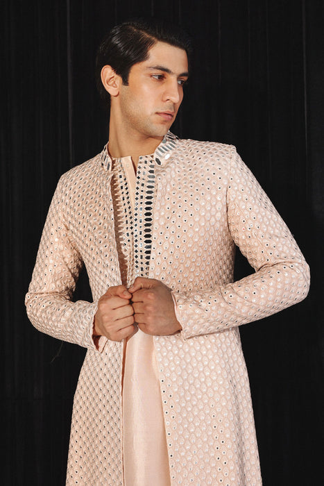 Blush Pink Kurta With Mirrorwork