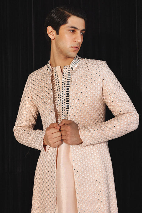 Blush Pink Booti Mirrorwork Jacket