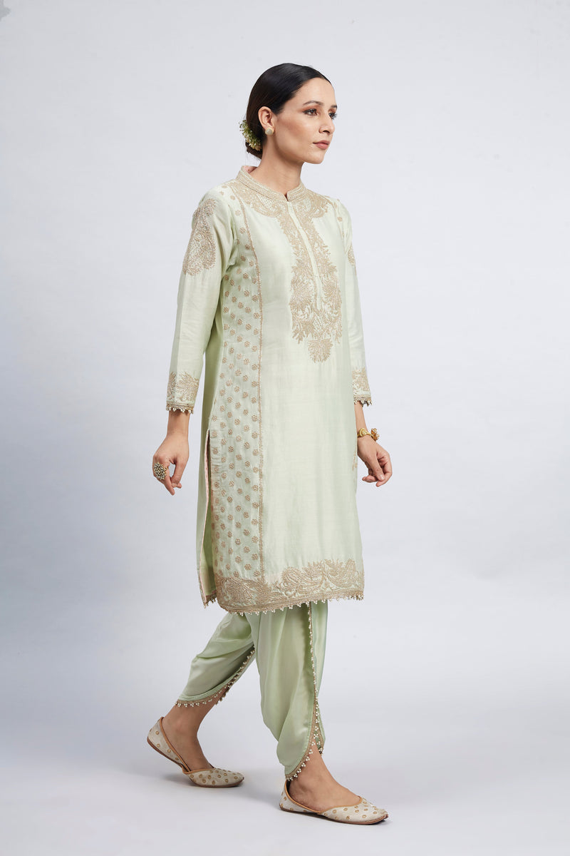 Aabish- Mint Green Tilla Embroidered Kurta Set