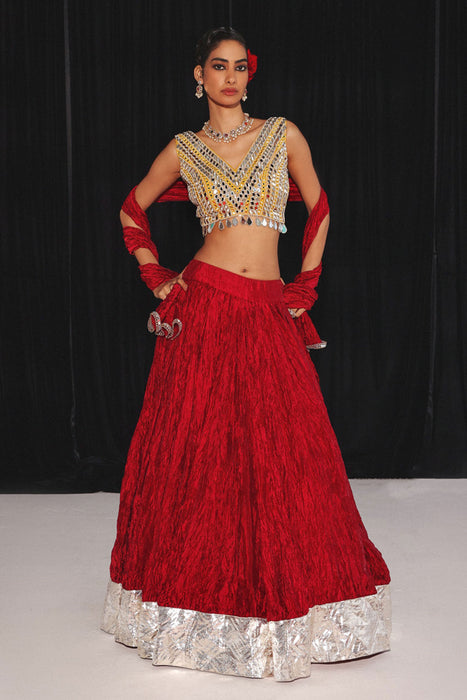 CRUSHED LEHENGA SET