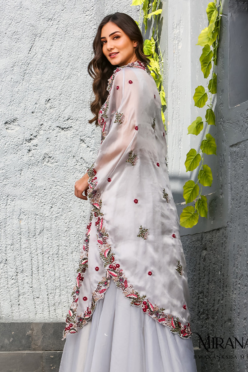 Alia - Embellished Lavender Cape and Skirt Set.
