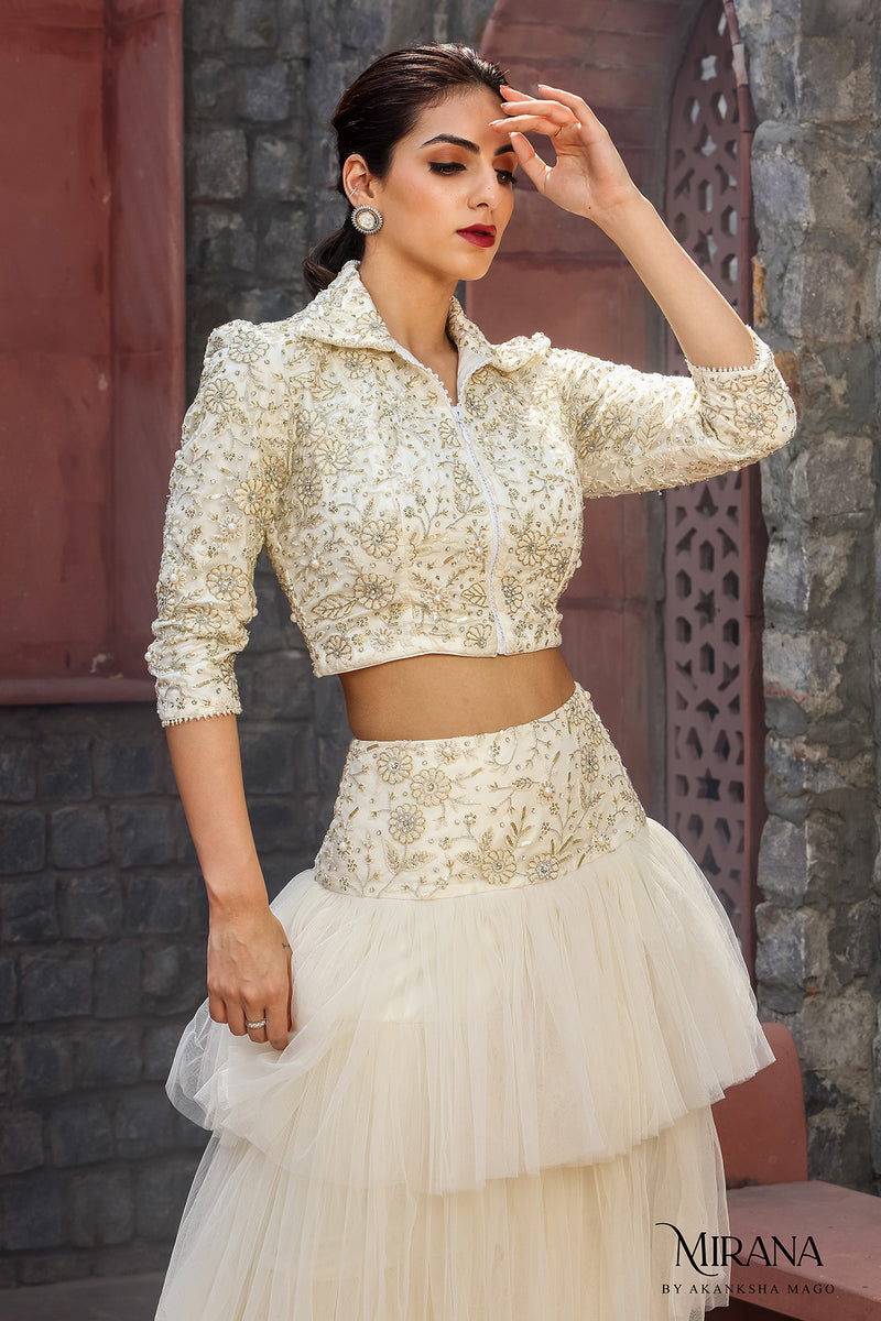 Dina - Biker Jacket with a layered net skirt