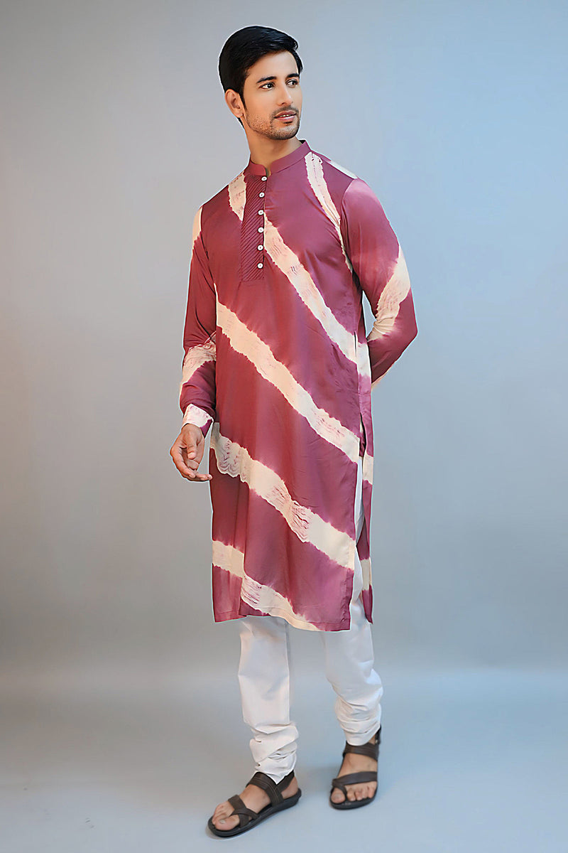 Wine Modal Silk Tie-Dye Kurta