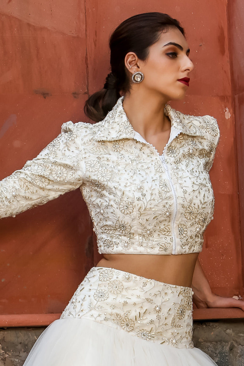 Dina - Biker Jacket with a layered net skirt