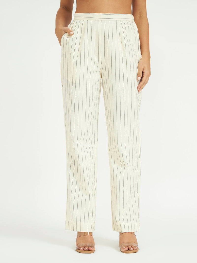 Classic White Pinstripe Kurta Set