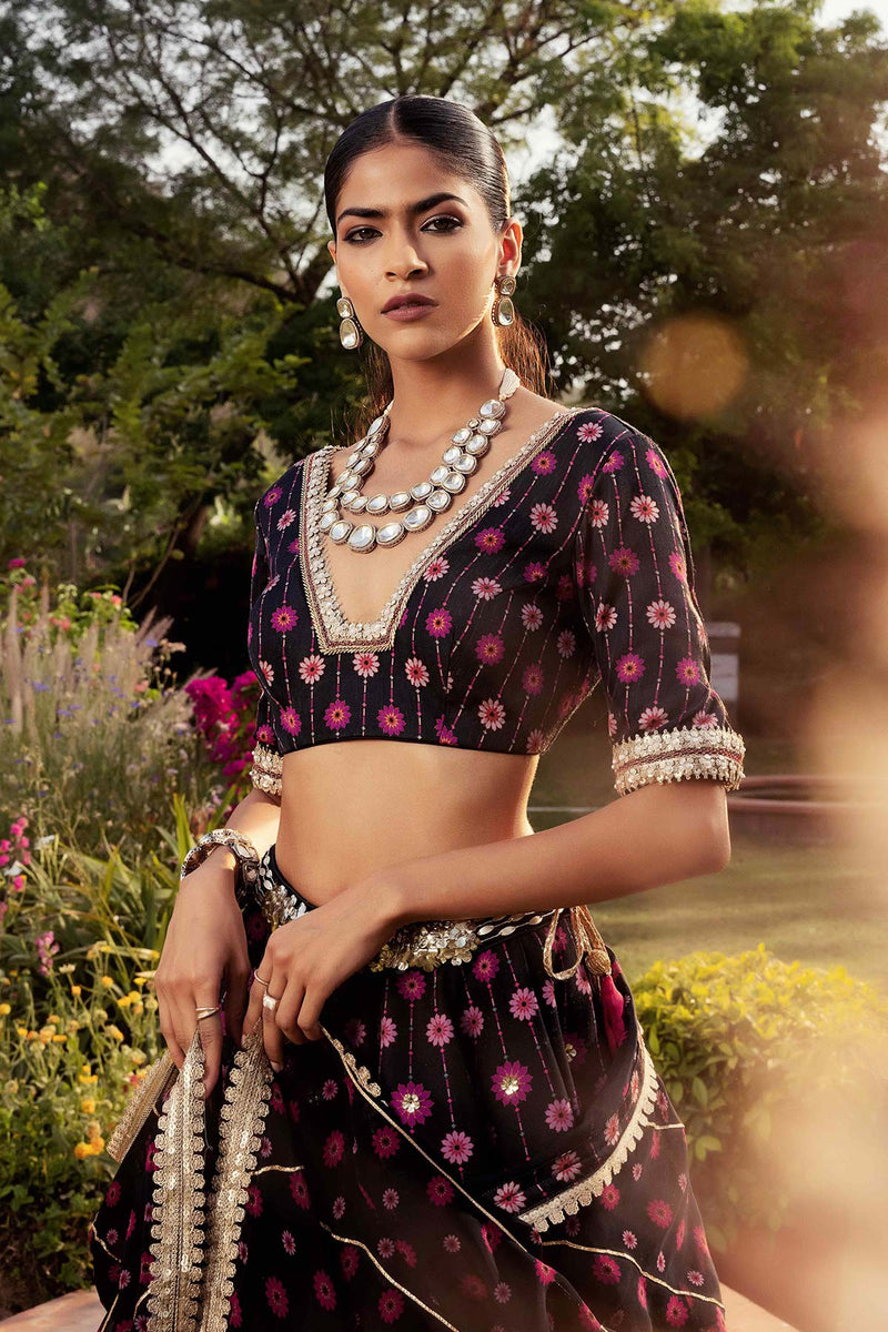 Nazreen Black Lehenga Set