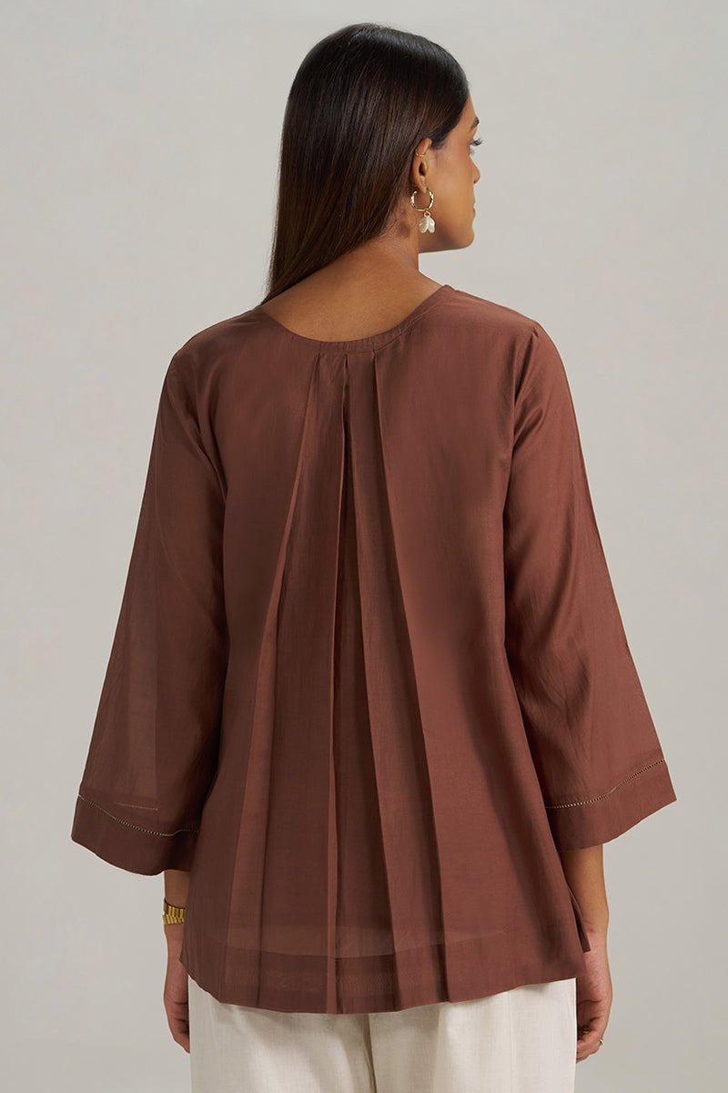 Cocoa Brown Embroidered Mul-Mul Tunic