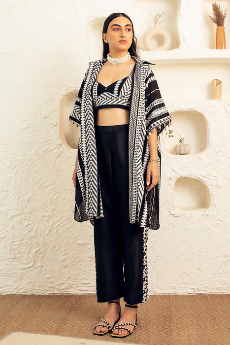 Coal Kaftan Overlay Trio Set