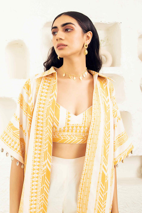 Amber Kaftan Overlay Trio Set