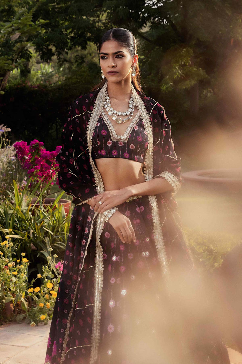 Nazreen Black Lehenga Set