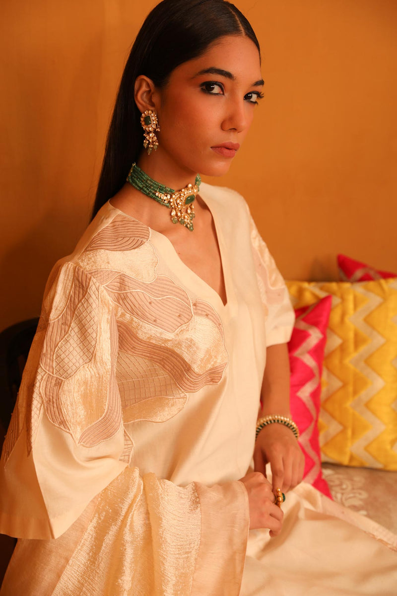Jasmine Applique Suit Set - Ivory