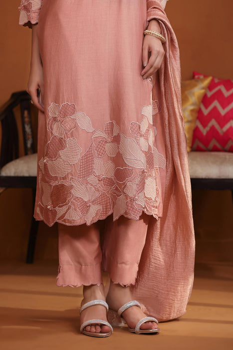 Pakeeza Applique Suit Set - Nude Pink