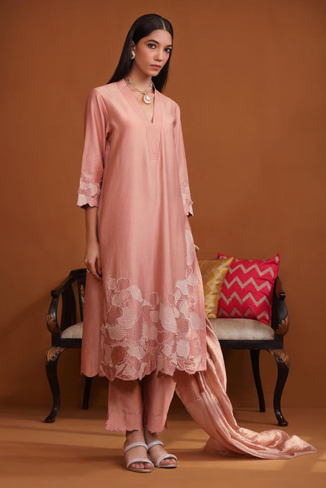 Pakeeza Applique Suit Set - Nude Pink