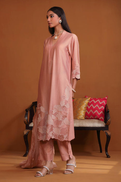 Pakeeza Applique Suit Set - Nude Pink