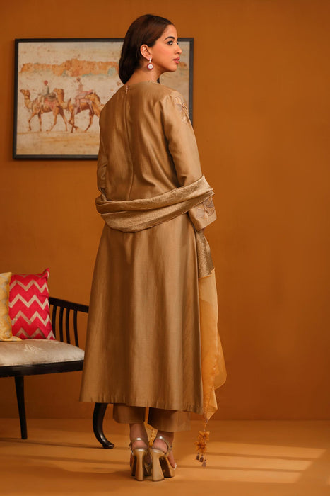 Nafeesa Applique Suit Set - Camel