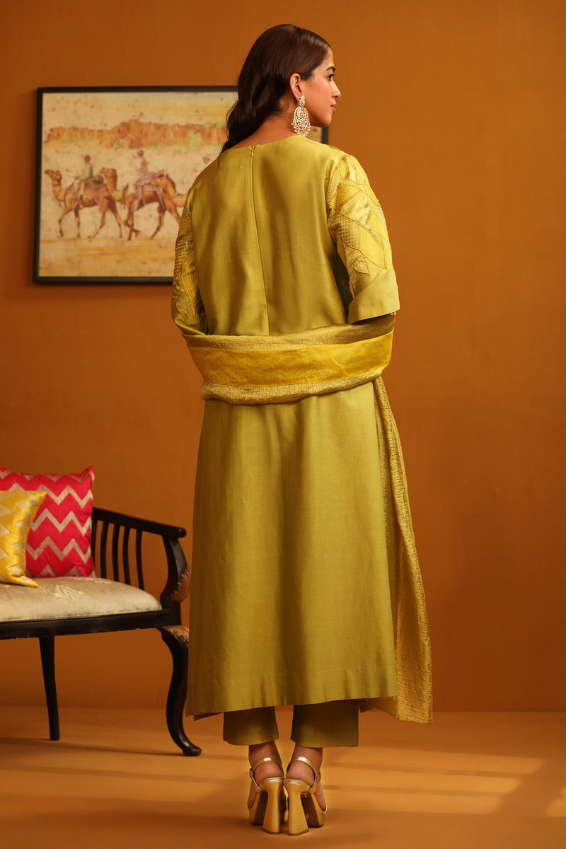 Jasmine Applique Suit Set - Lime Green