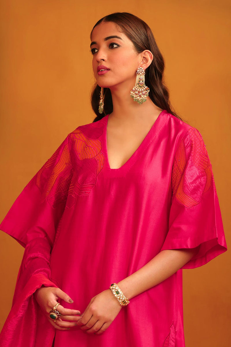 Jasmine Applique Suit Set - Hot Pink