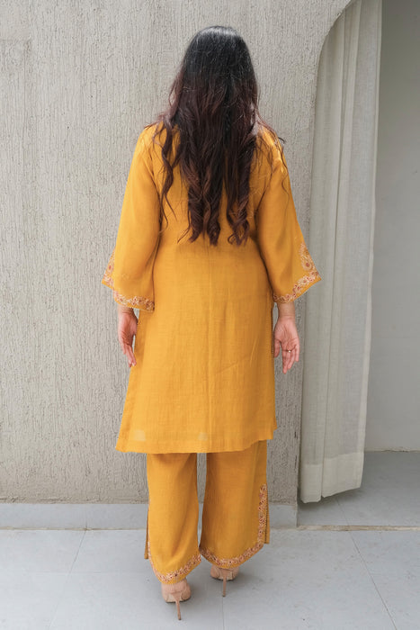 Mustard Chanderi Kurta Set