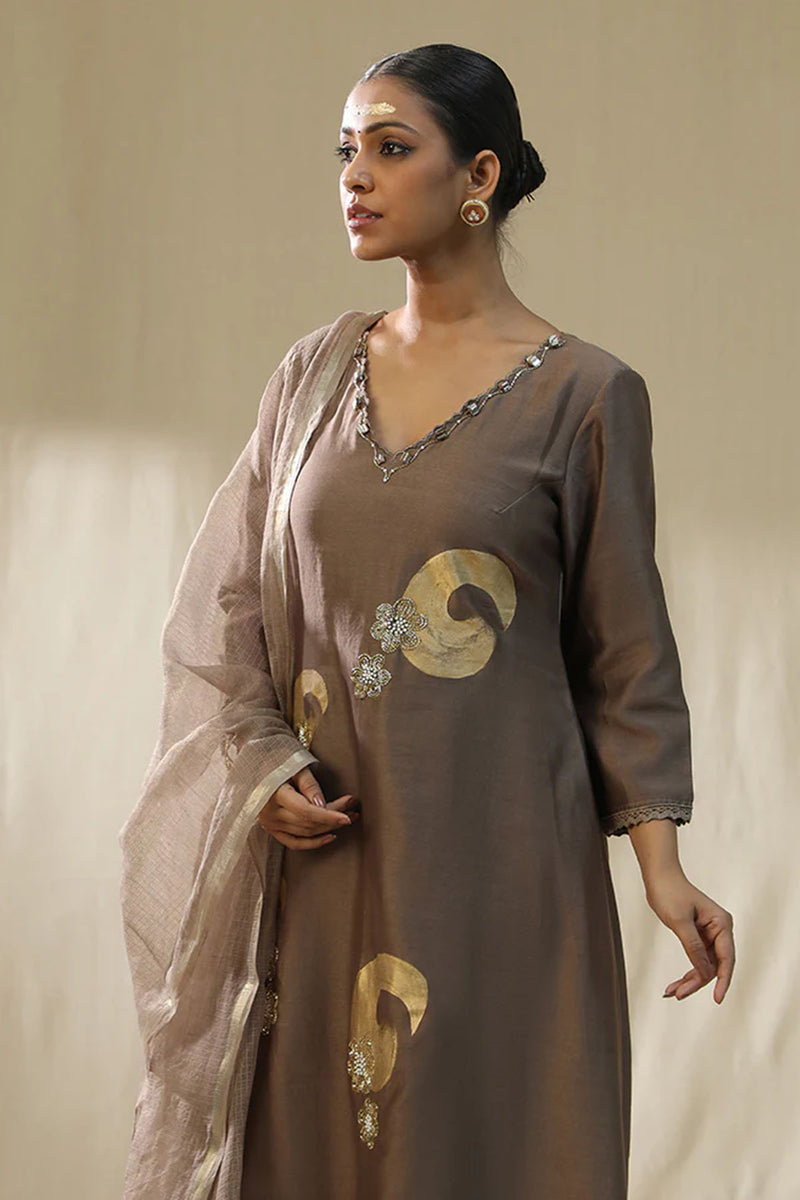 Mocha Brushstroke Suit Set