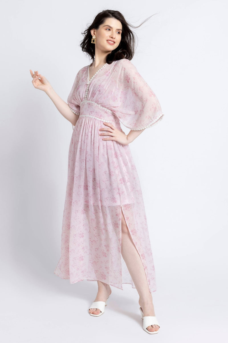 Serene Rosette V Maxi Dress