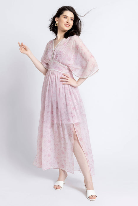 Serene Rosette V Maxi Dress