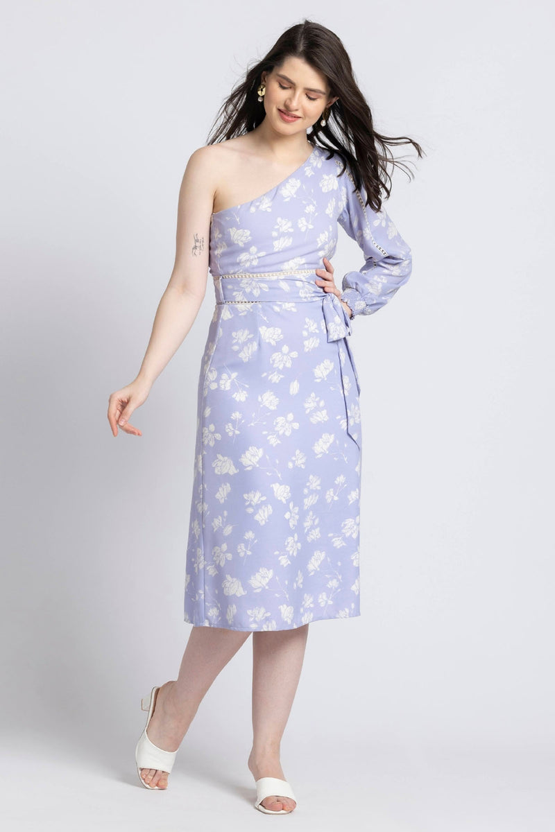 Lavender Blossom Asym Midi Dress