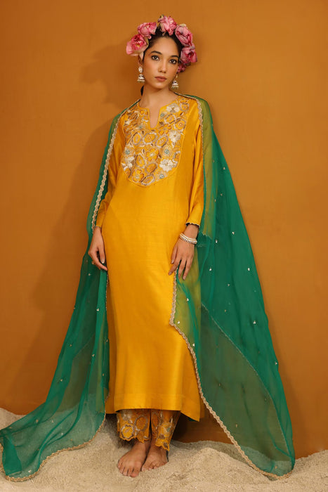 Naaz Kurta Set - Mustard Yellow