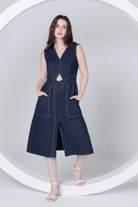 Denim Chic Midi Dress