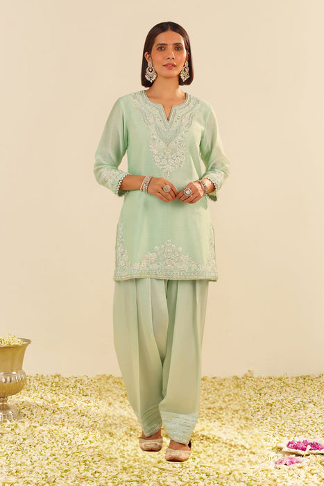 Haniya - Short Kurta With Salwar (Mint Green)