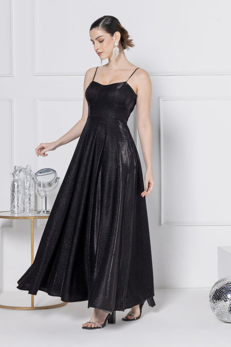 Noir Glitz Elegance Maxi Dress