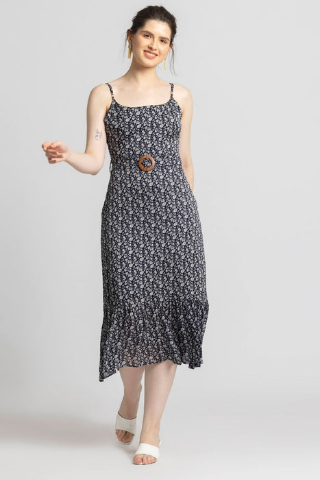 Blue Motif Midi Dress