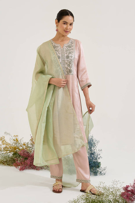 Rosy Mint Kota Tissue Dupatta