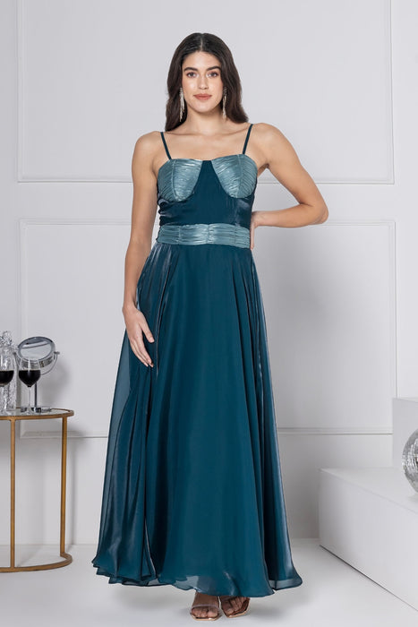 Dark Emerald Glam Maxi Dress